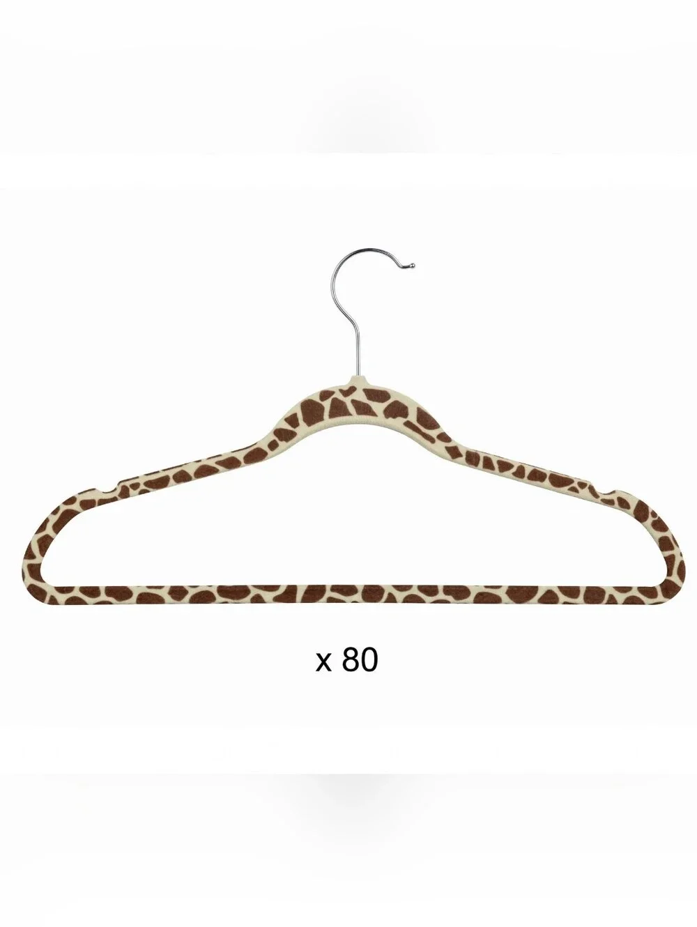 Joy Mangano Huggable Hangers 80pc Set Brown Giraffe Print Vintage NIB